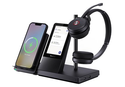 Yealink WH64 Dual Teams Headset incl. Basisstation - Geoptimaliseerd voor Microsoft Teams, Ontwerp met twee oren, ruisonderdrukking, USB-verbinding